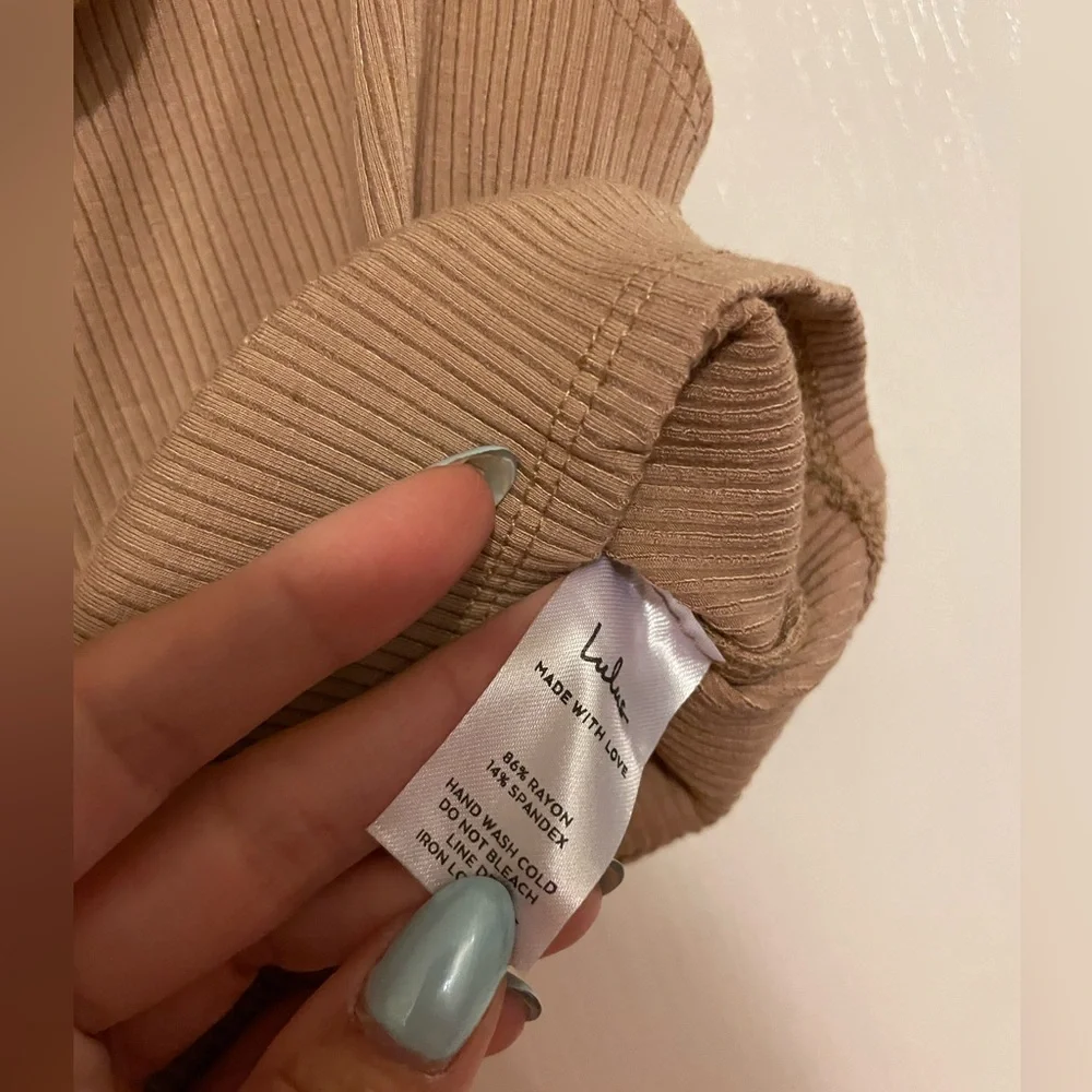 Lulu's Set For Life Tan Ribbed Top - Picture 5 of 7